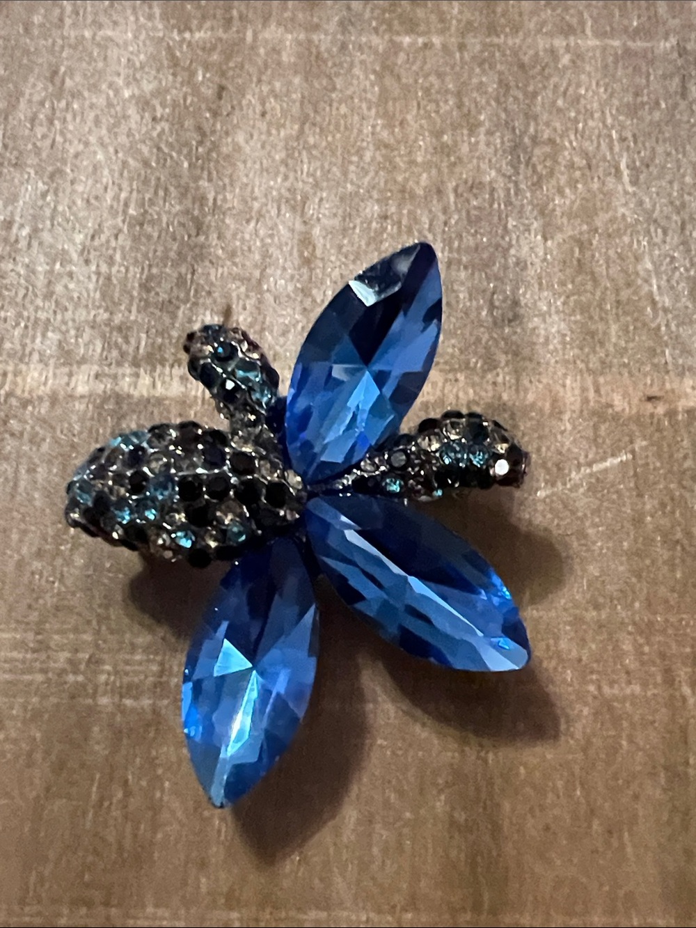 3/$18 Blue Crystal Flower Brooch - Lot 431